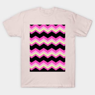 1980s modern abstract girly hot pink black fuschia chevron T-Shirt